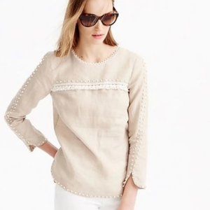 J. Crew Linen Pom Pom Long Sleeve Shirt
